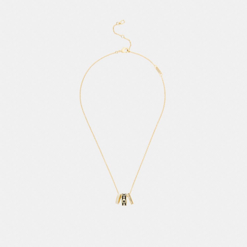 Coach Repeated C Rondelle Necklace Gold Black