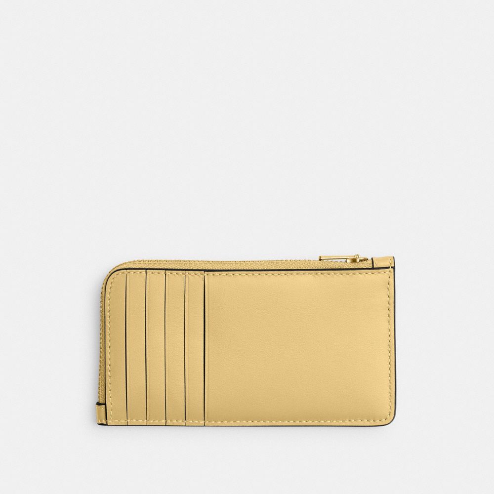 Coach New York Zip Card Case Brass Vanilla