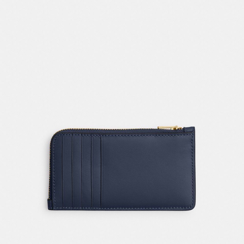 Coach New York Zip Card Case Brass Navy