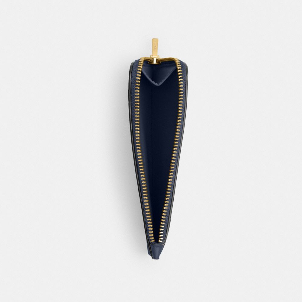 Coach New York Zip Card Case Brass Navy