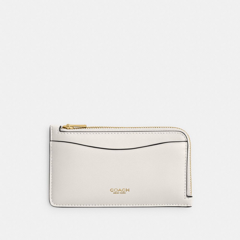 Coach New York Zip Card Case Brass Chalk