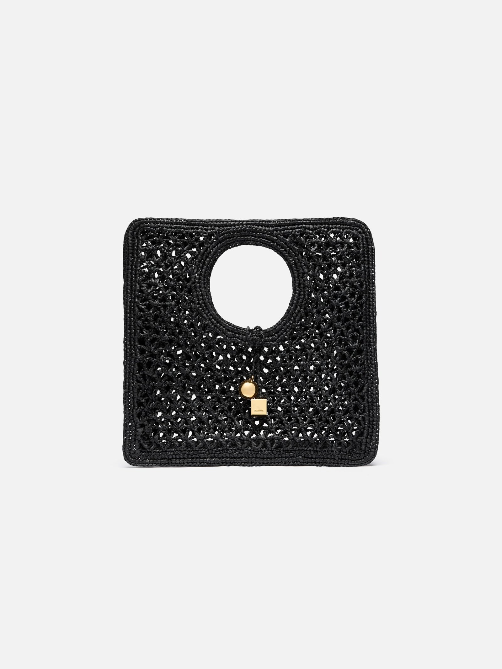 Jacquemus The Spiaggia Small Square Bag Small Square Raffia Bag Black