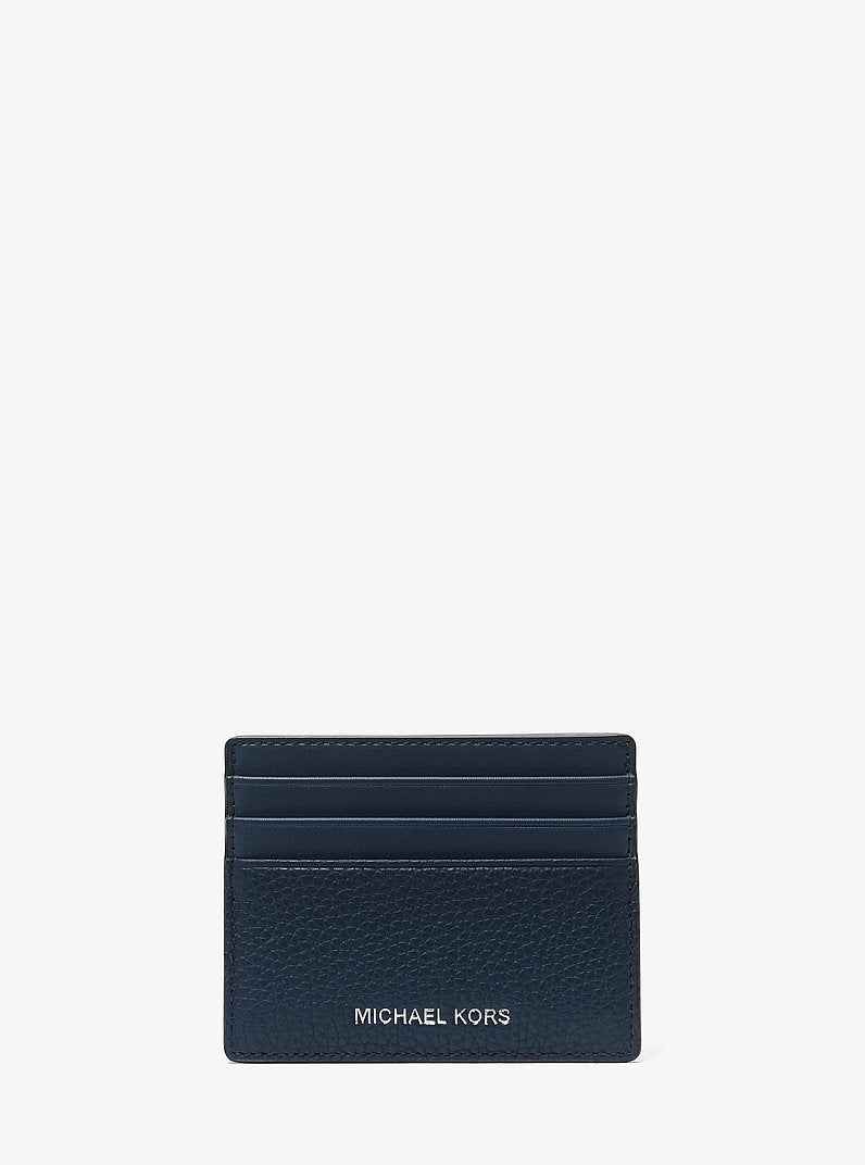 Michael Kors Cooper Pebbled Leather Tall Card Case Navy