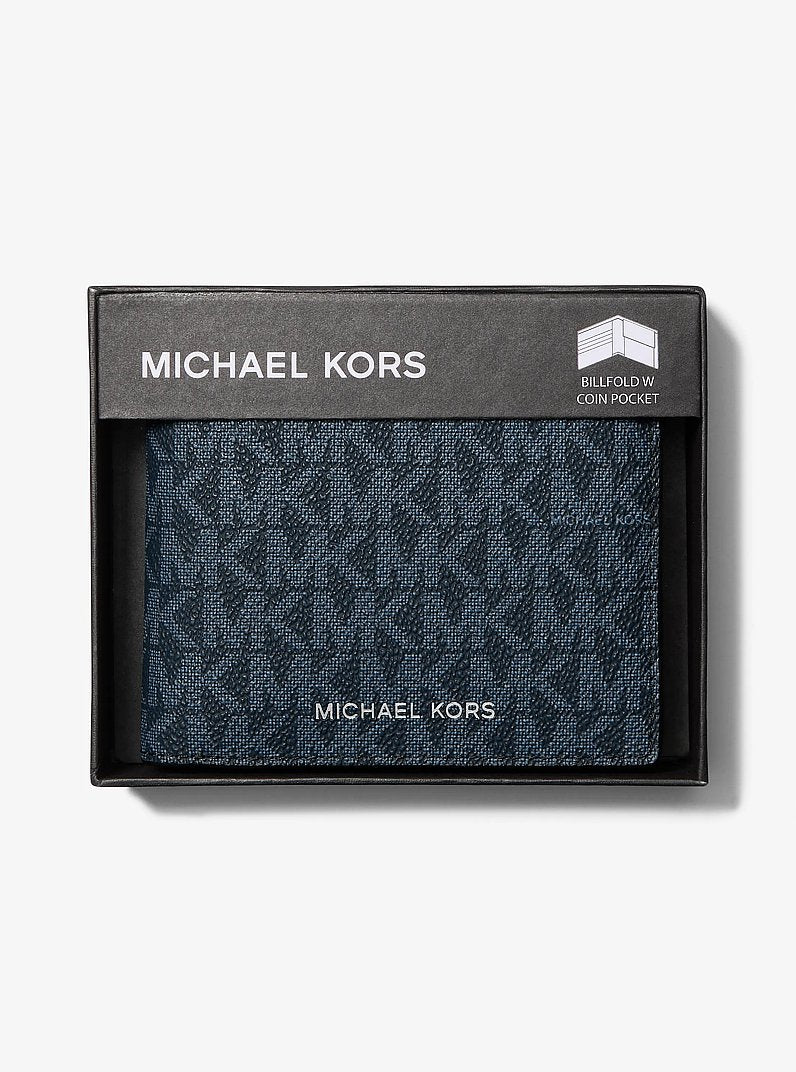 Michael Kors Cooper Logo Billfold Wallet With Coin Pouch Admrl-Plblue
