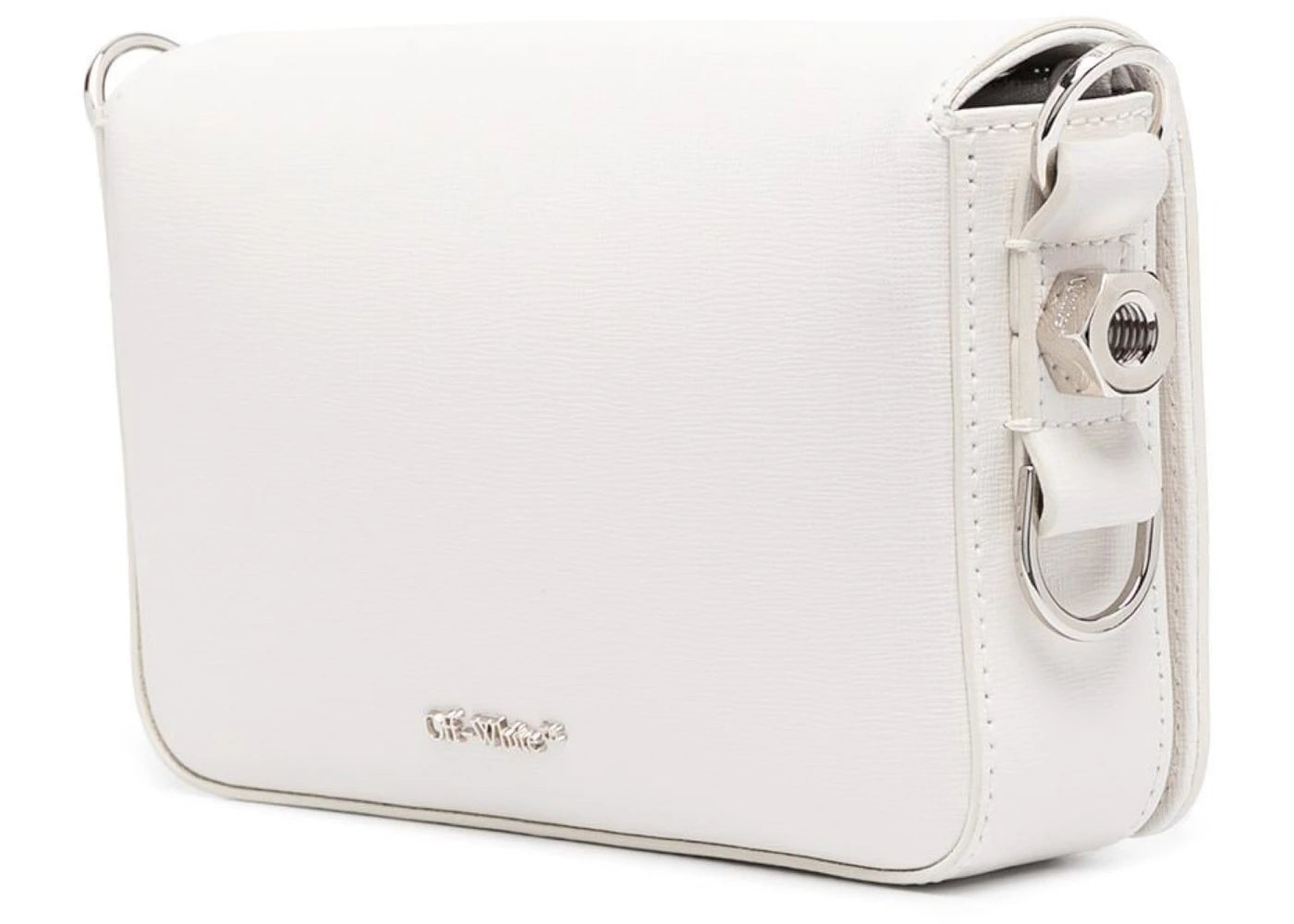 Off-White Diagonal Stripes Binder Shoulder Bag Mini White