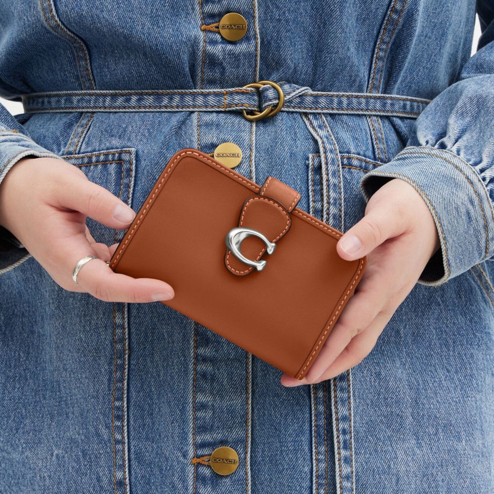 Coach Tabby Medium Wallet Silver Burnished Amber