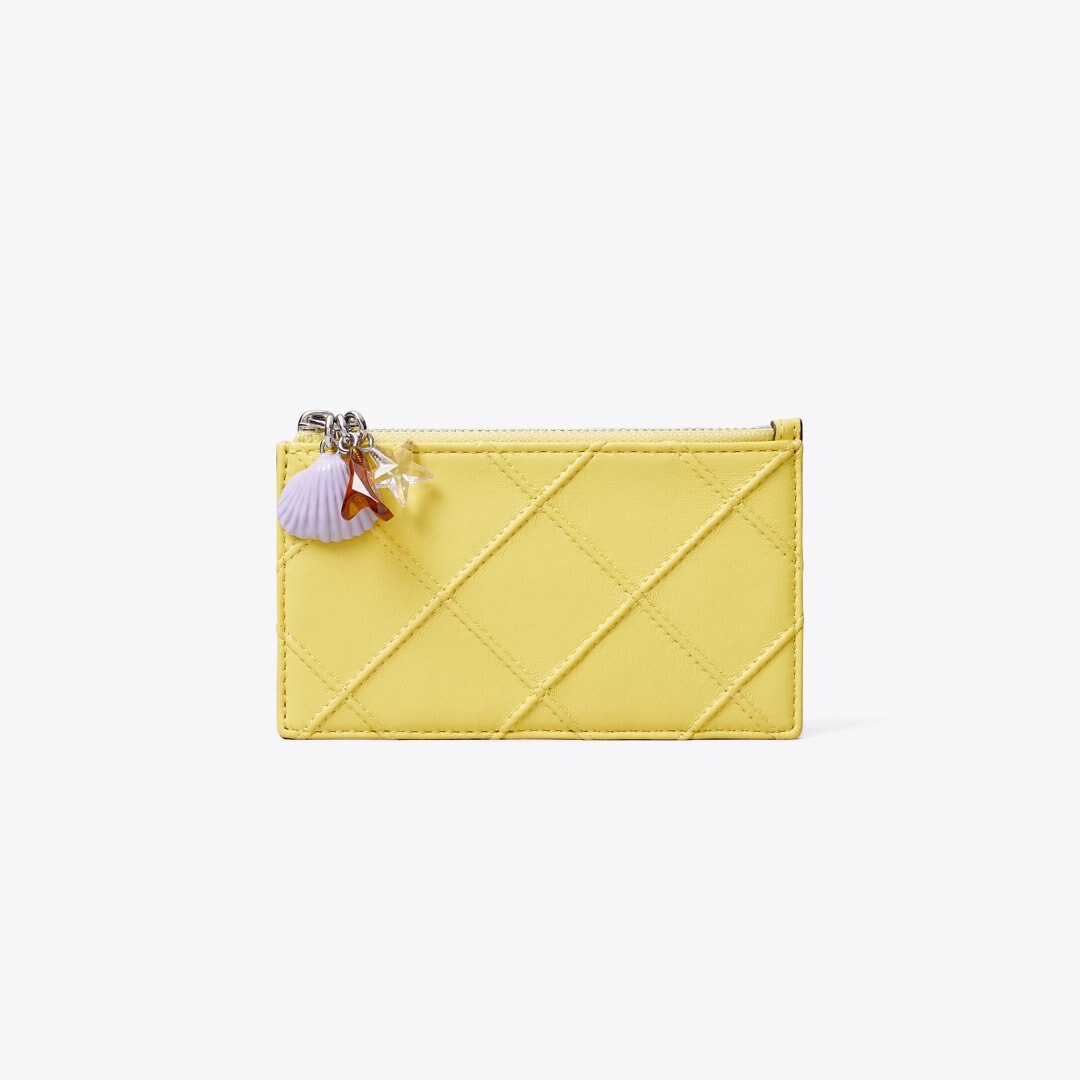 Tory Burch Fleming Charm Zip Card Case Yellow