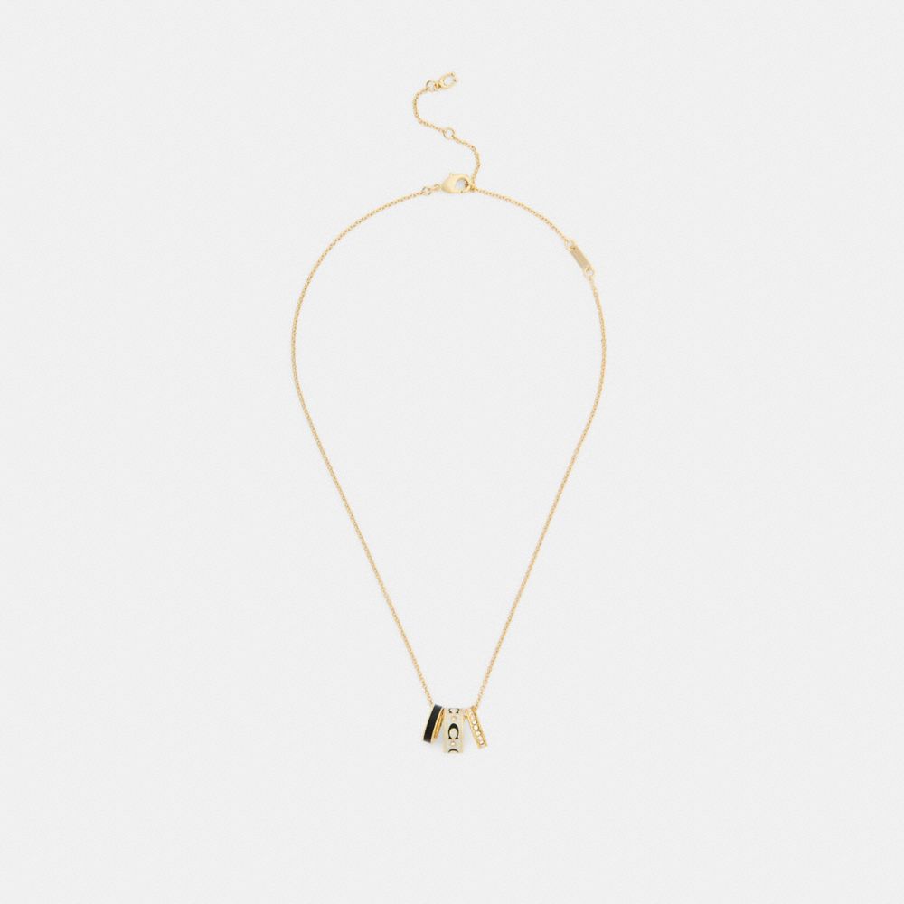 Coach Repeated C Rondelle Necklace Gold Chalk