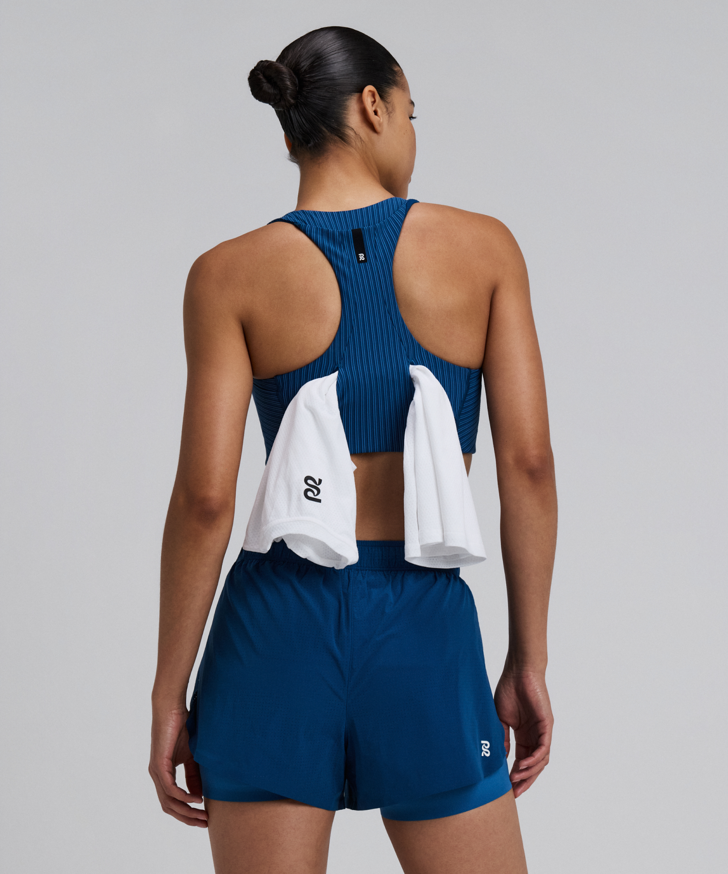 Bandit Womens Striped Cadence Longline Bra Ink Blue Aegean