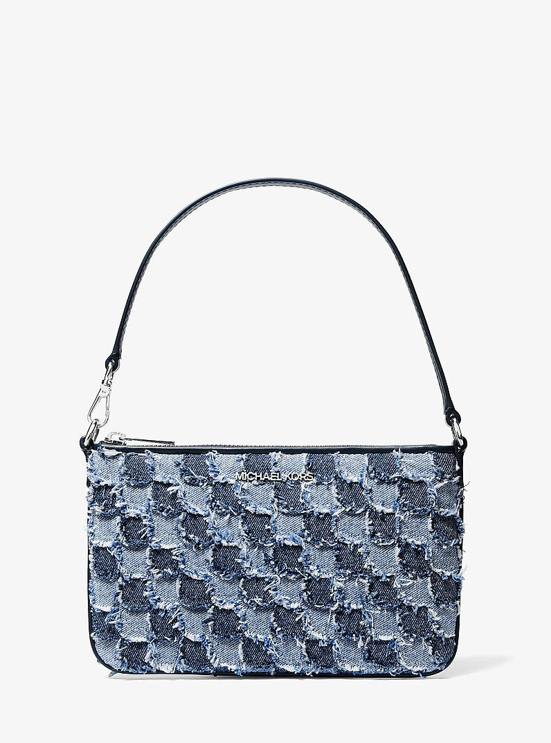 Jet Set Travel Small Patchwork Denim Convertible WASHED DENIM Wristlet