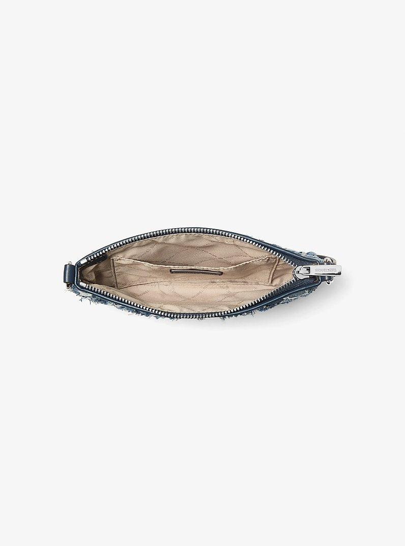 Jet Set Travel Small Patchwork Denim Convertible WASHED DENIM Wristlet