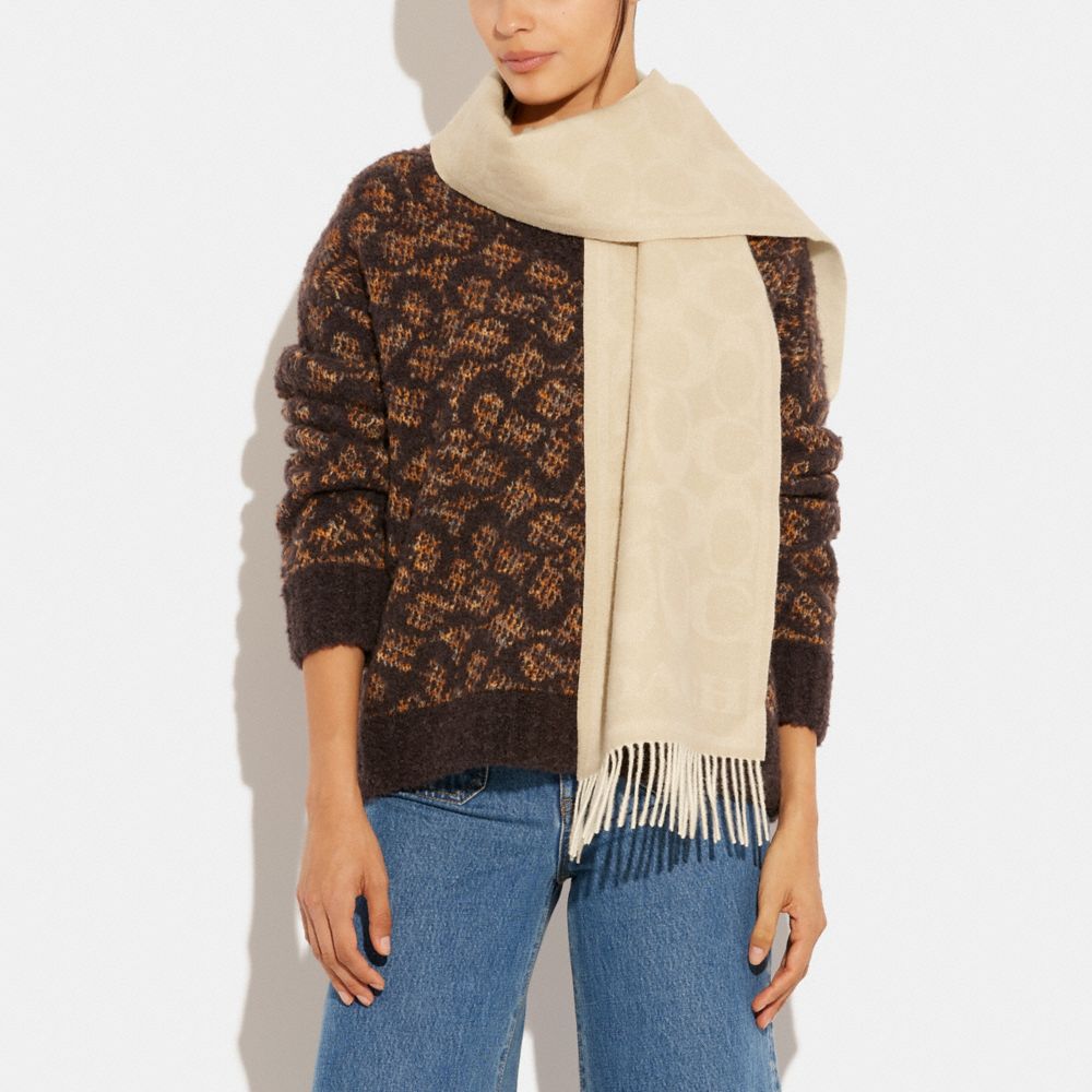 Coach Reversible Signature Cashmere Muffler Chalk