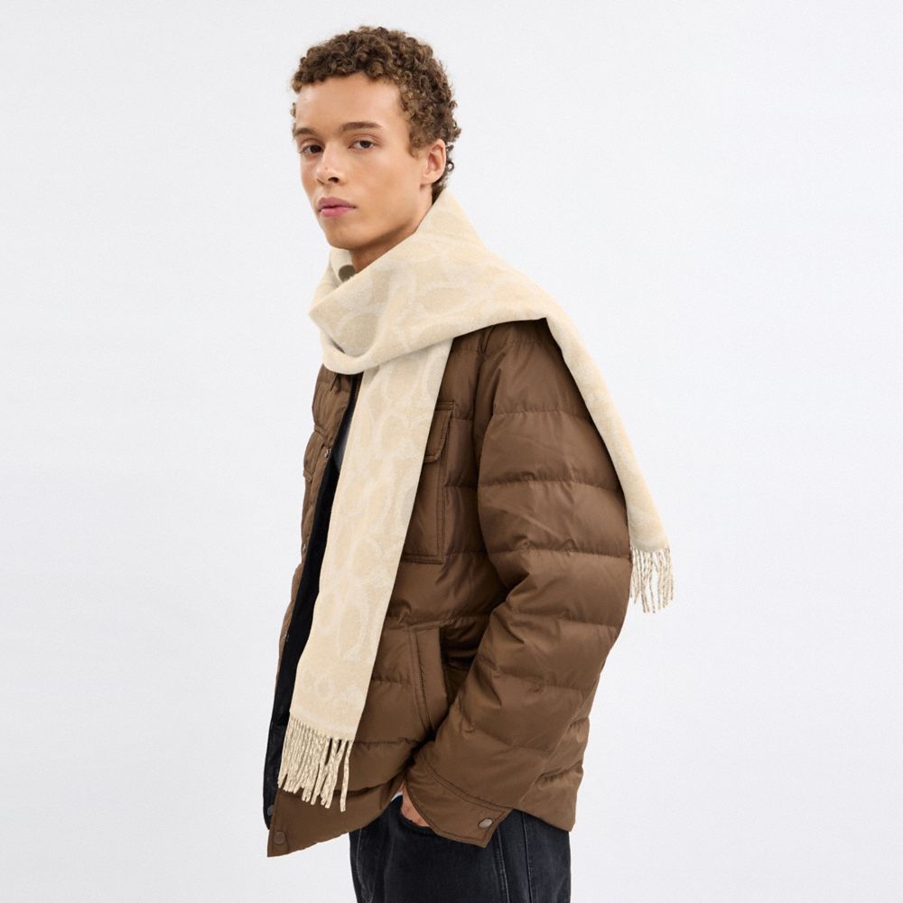 Coach Reversible Signature Cashmere Muffler Chalk
