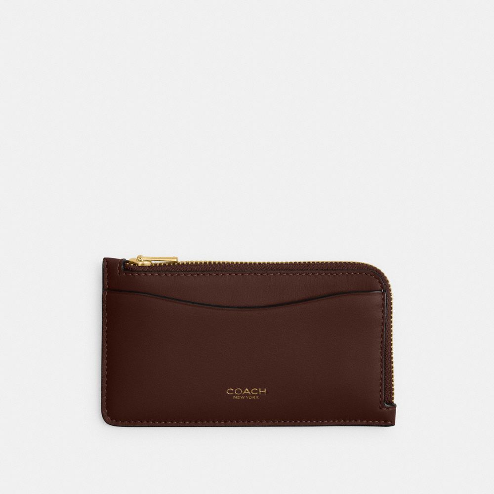 Coach New York Zip Card Case Brass Maple