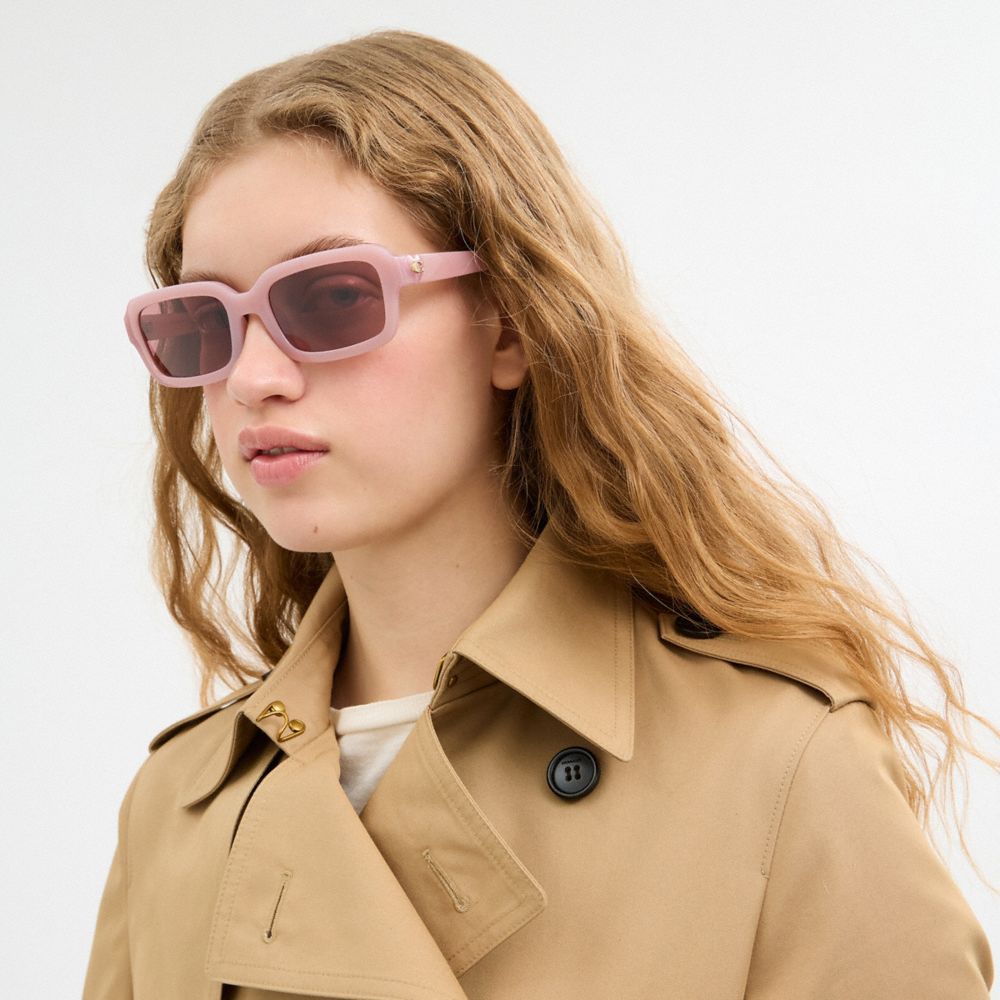 Coach C Heart Narrow Square Sunglassses Pink
