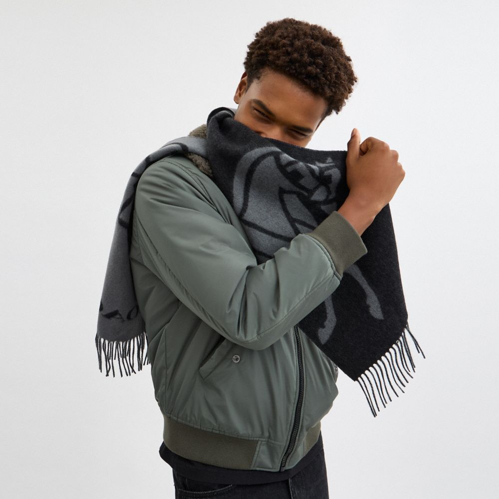 Coach Horse And Carriage Cashmere Muffler Black