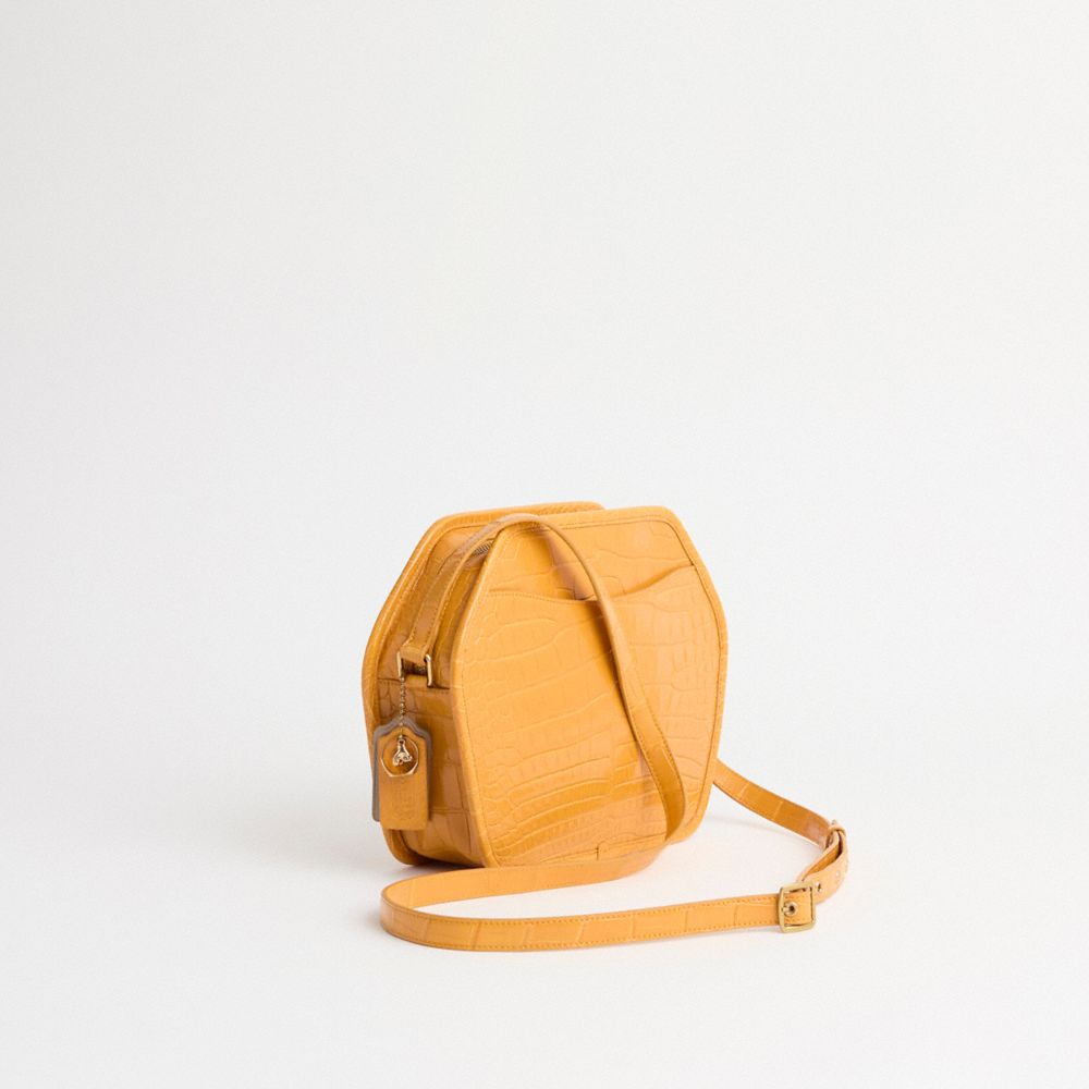 Coach Reloved Zip Geometric Pouch In Alligator Brass Yellow