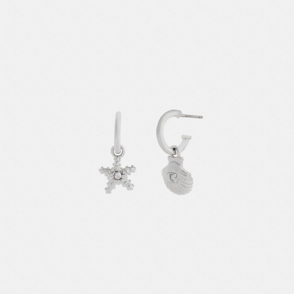 Coach Seashells Huggie Earrings Silver