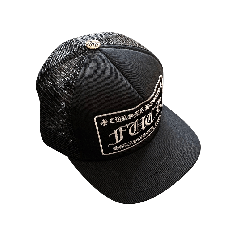 Chrome Hearts FUCK Hollywood Trucker Hat Black