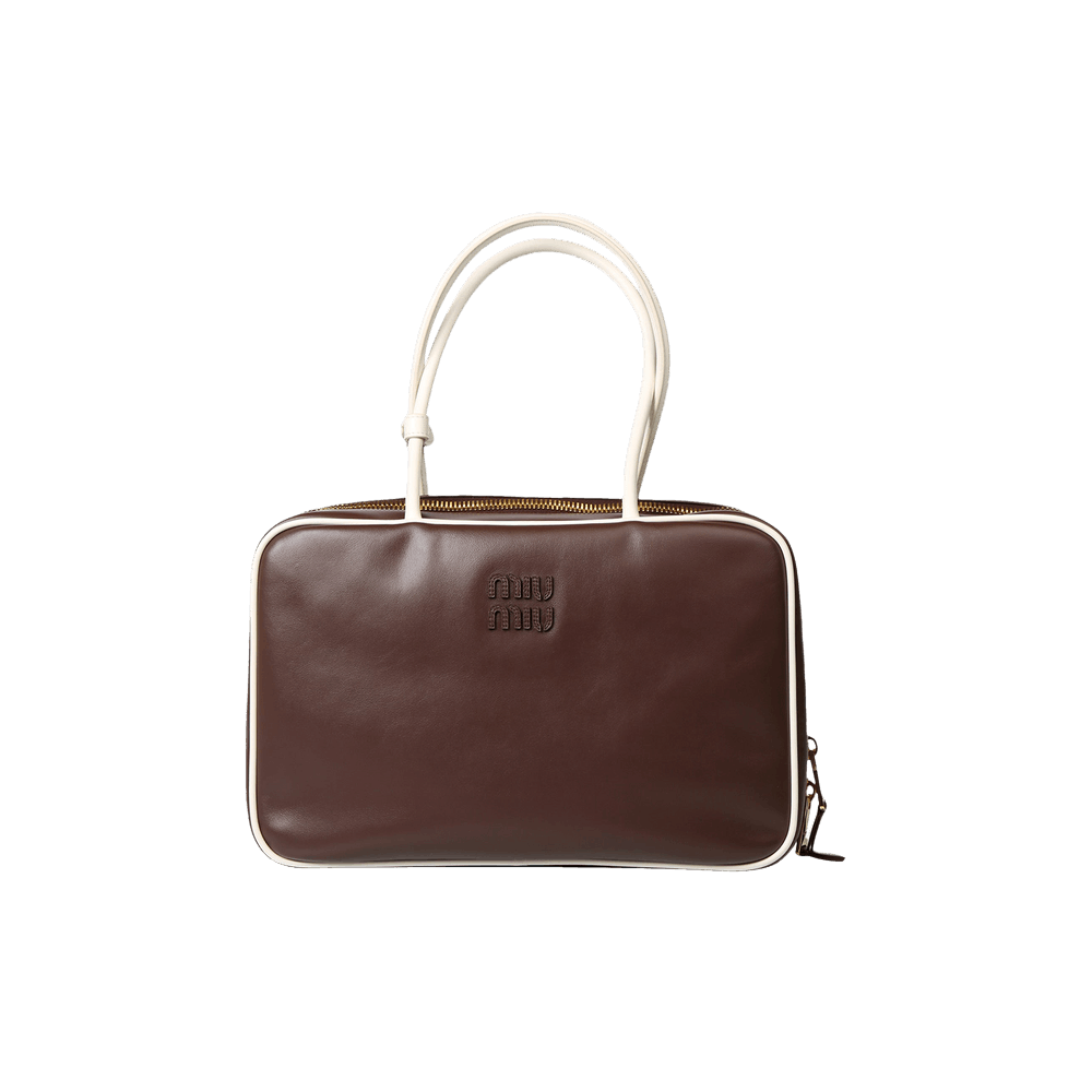 Miu Miu Large Contrast Beau Bag Briarwood/White