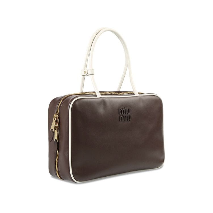 Miu Miu Large Contrast Beau Bag Briarwood/White