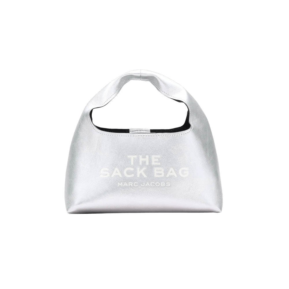 Marc Jacobs Metallic Leather Mini Sack Bag Silver