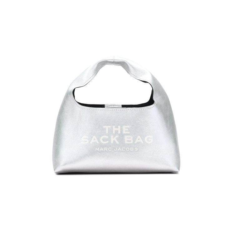 Marc Jacobs Metallic Leather Mini Sack Bag Silver