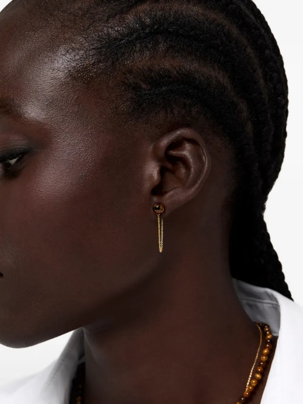 14kt yellow gold tiger eye earrings