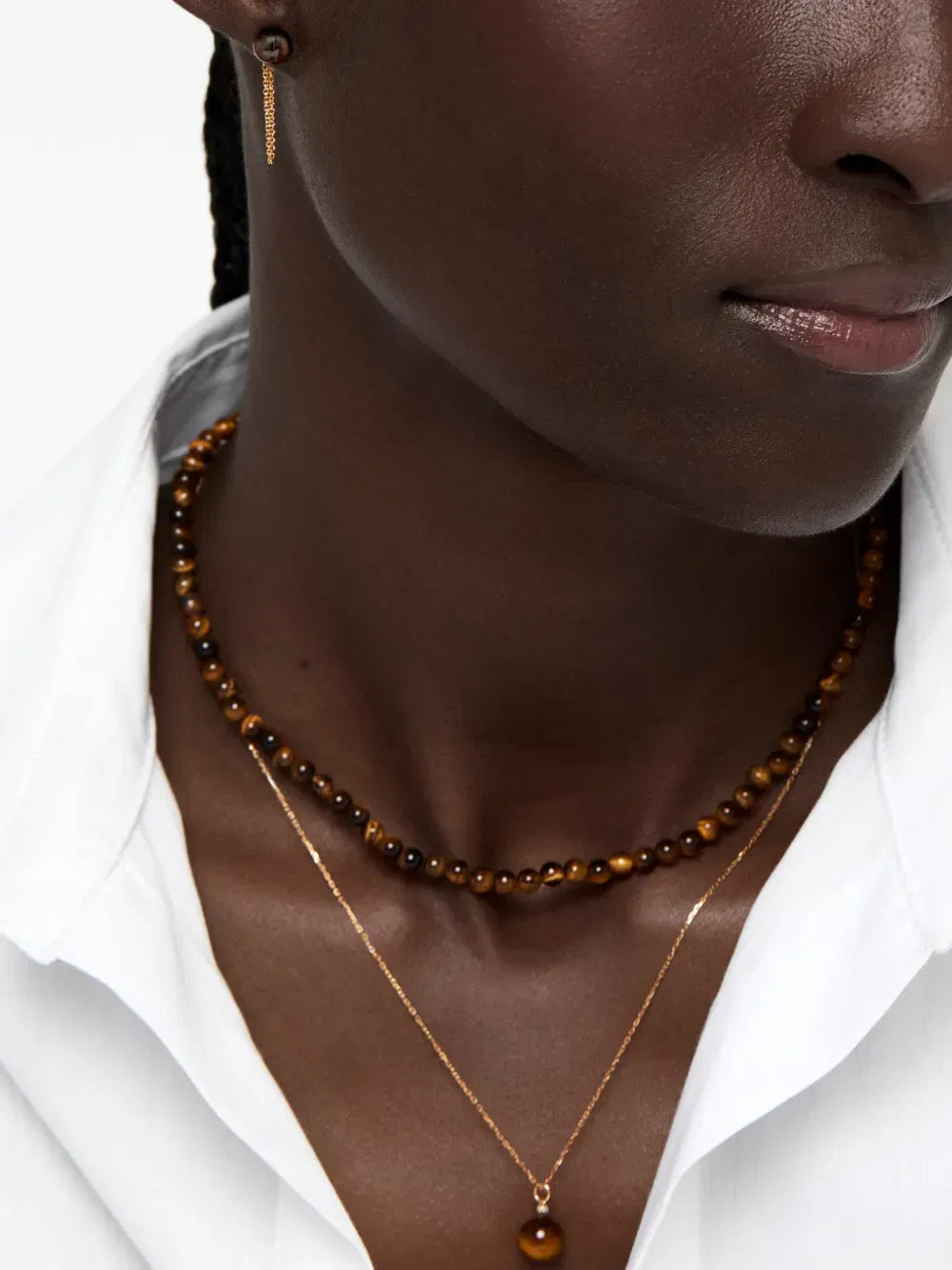 14kt yellow gold tiger eye earrings