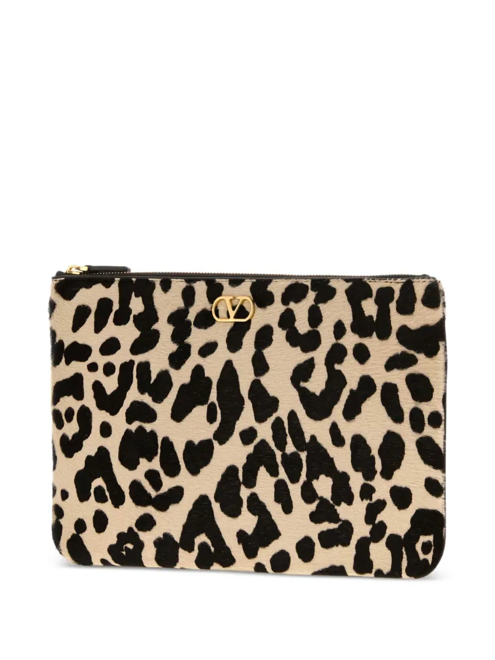 VLogo leopard-print clutch bag