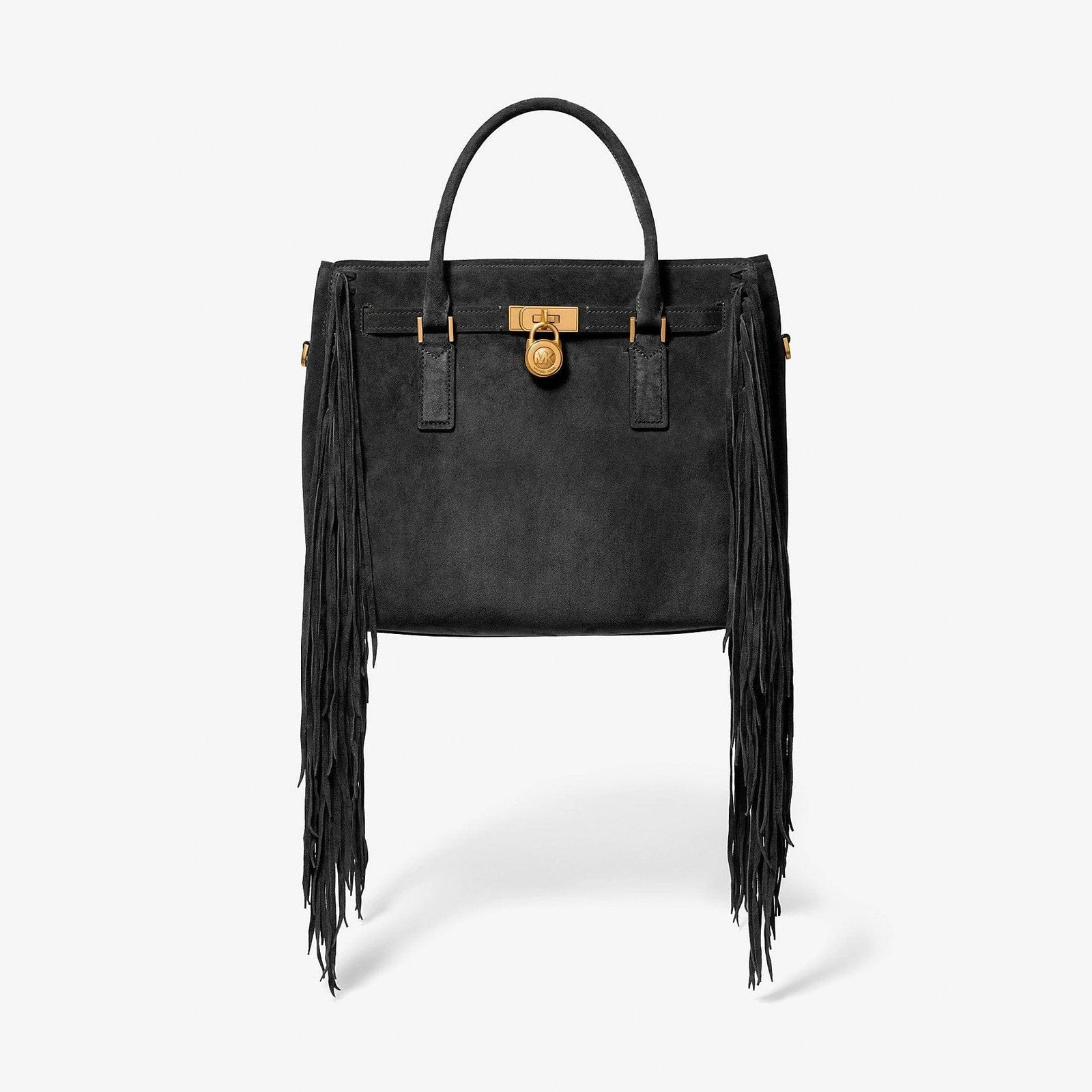 Michael Kors Hamilton Moderne Large Fringed Suede Satchel Black