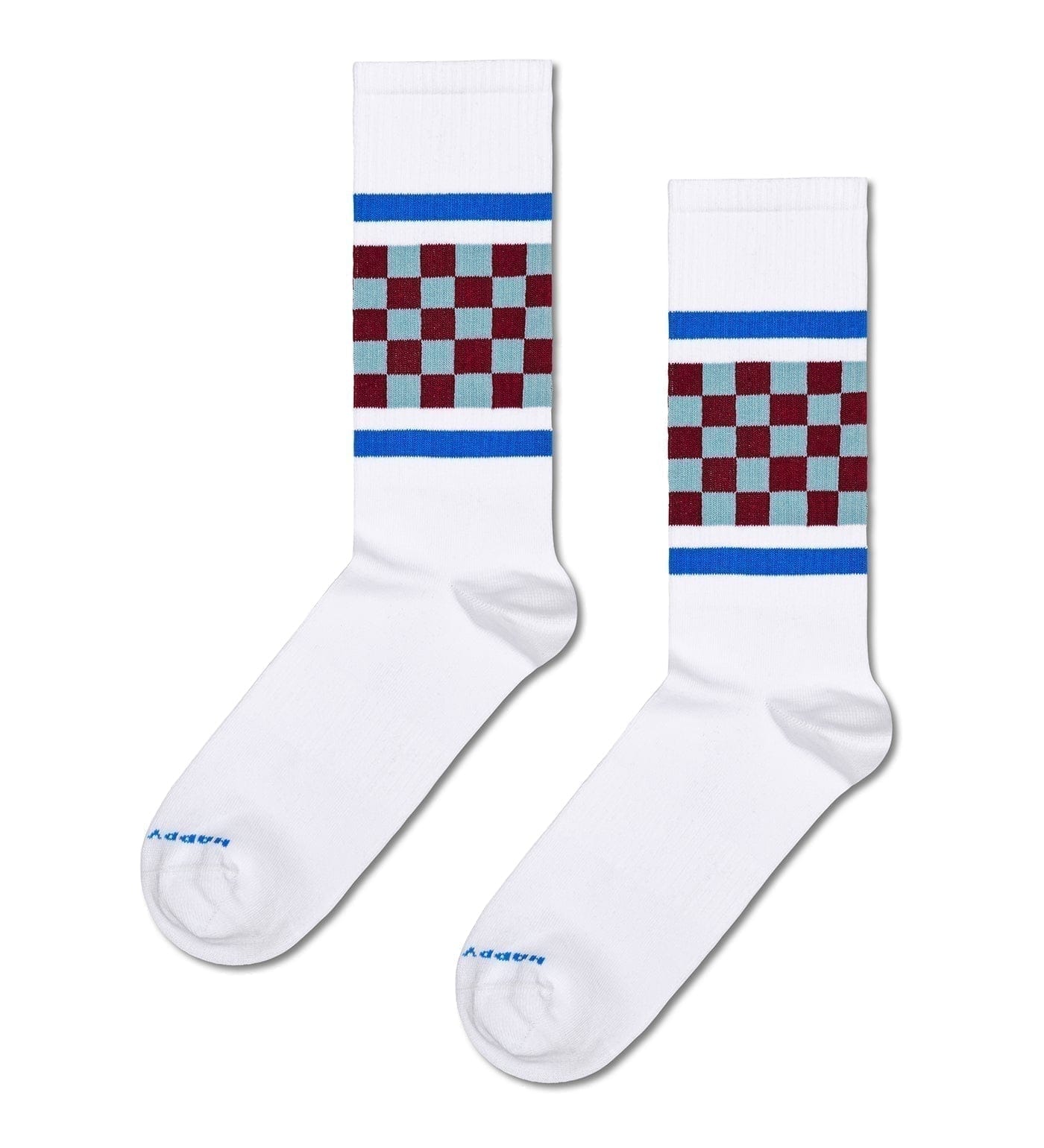 Happy Socks Unisex Checked Stripe Sneaker Crew Length Socks for Women and Men