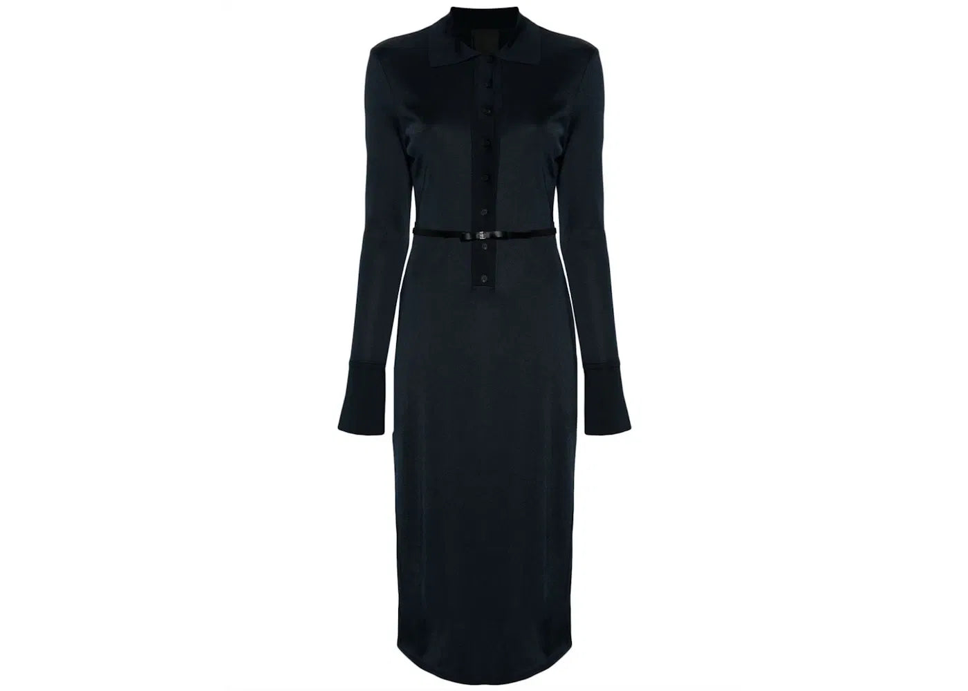 Givenchy Belted Polo-Collar Midi Dress Navy Blue