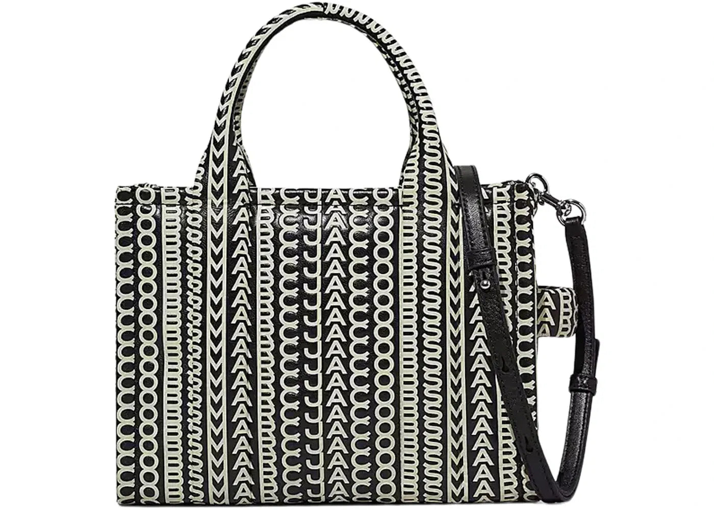 Marc Jacobs The Monogram Leather Small Tote Black/White