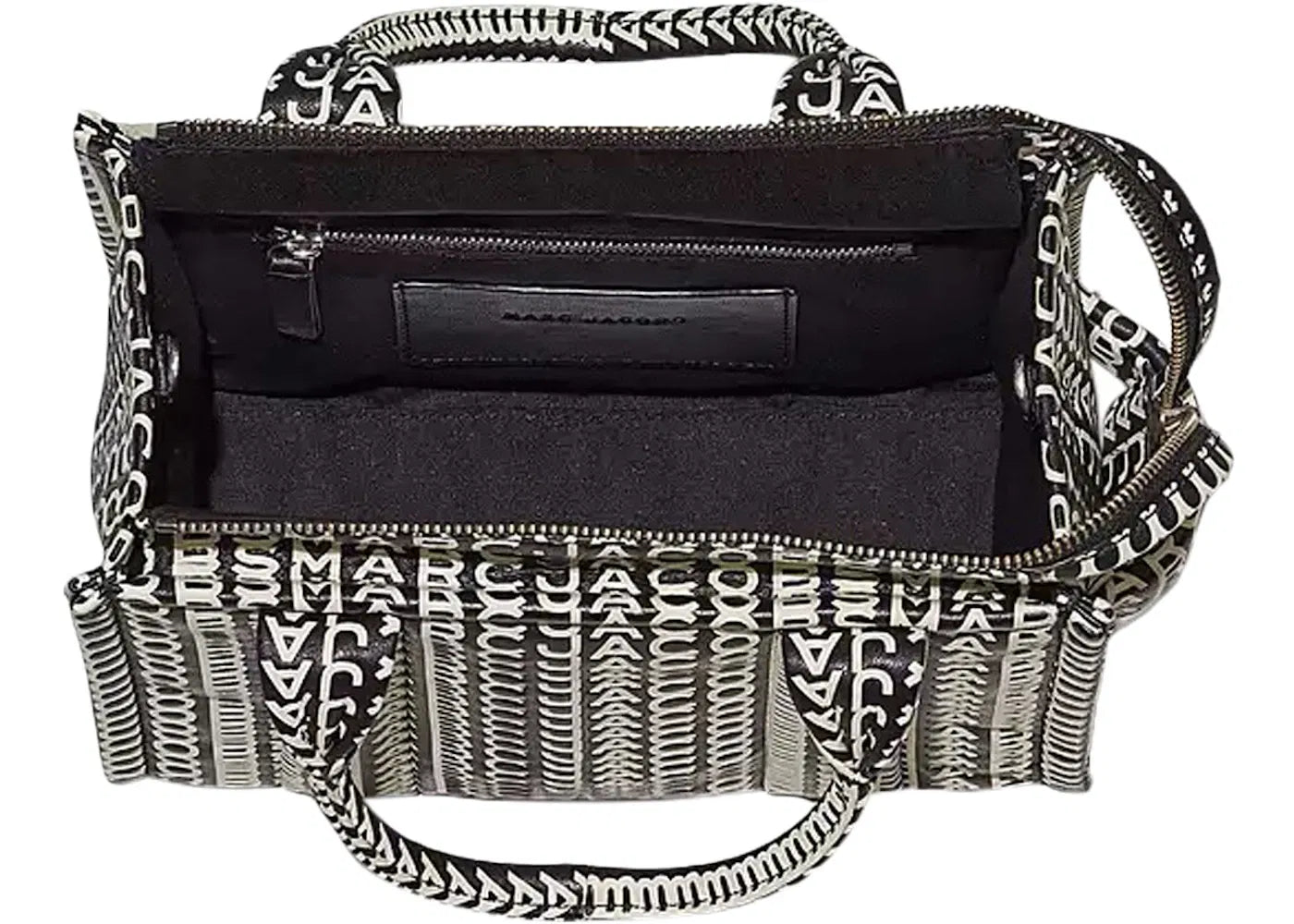 Marc Jacobs The Monogram Leather Small Tote Black/White