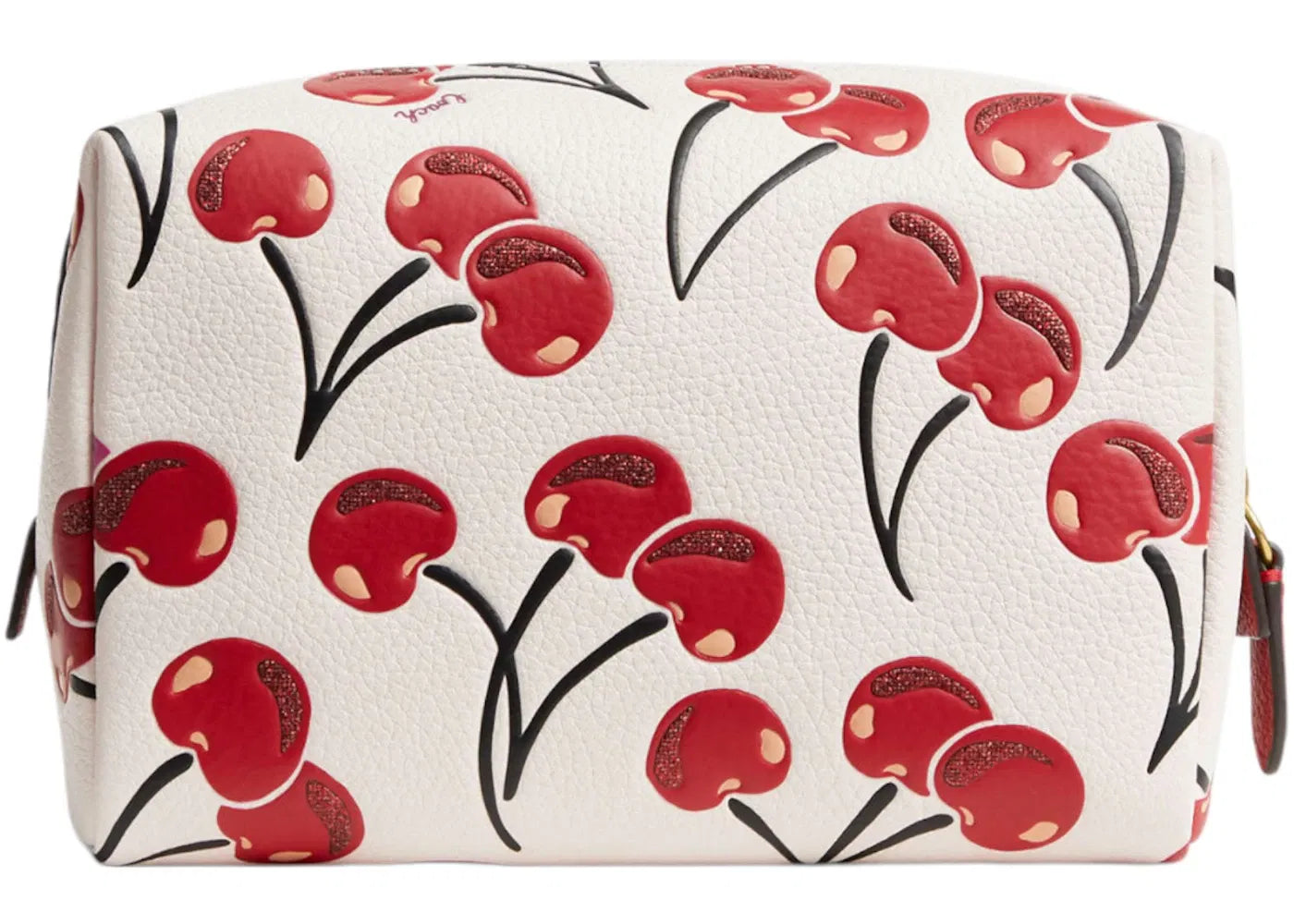 Coach Essential Cosmetic Pouch Cherry Print Brass/Chalk Multi
