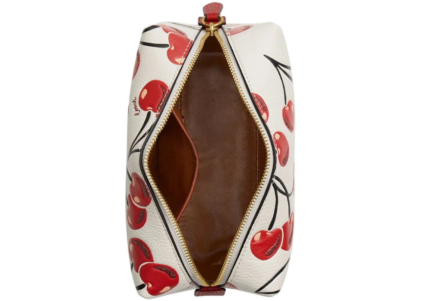 Coach Essential Cosmetic Pouch Cherry Print Brass/Chalk Multi