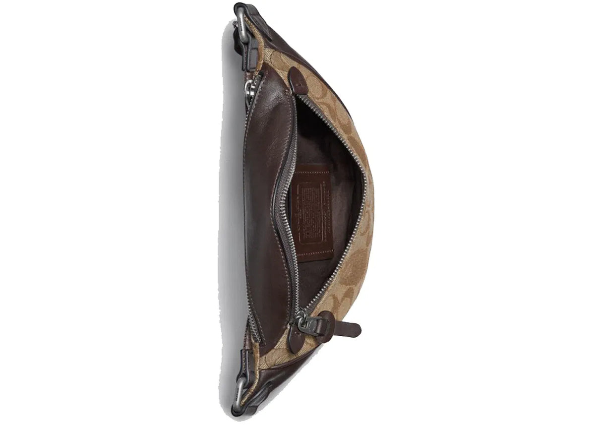 Coach x Bape Rivington Belt Bag 7 Signature Jacquard With Ape Head Light Antique Nickel/Khaki