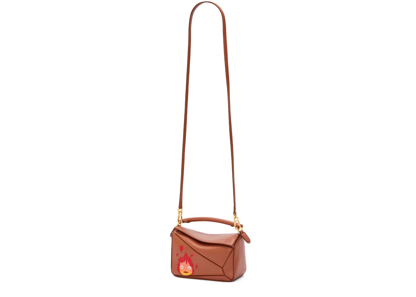 LOEWE x Howls Calcifer Mini Puzzle Bag In Satin Calfskin Rust
