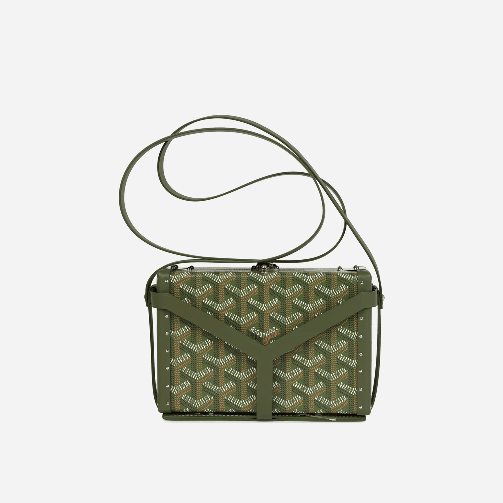 Goyard Goyardine Canvas Khaki Minaudiere Trunk Bag Palladium Hardware