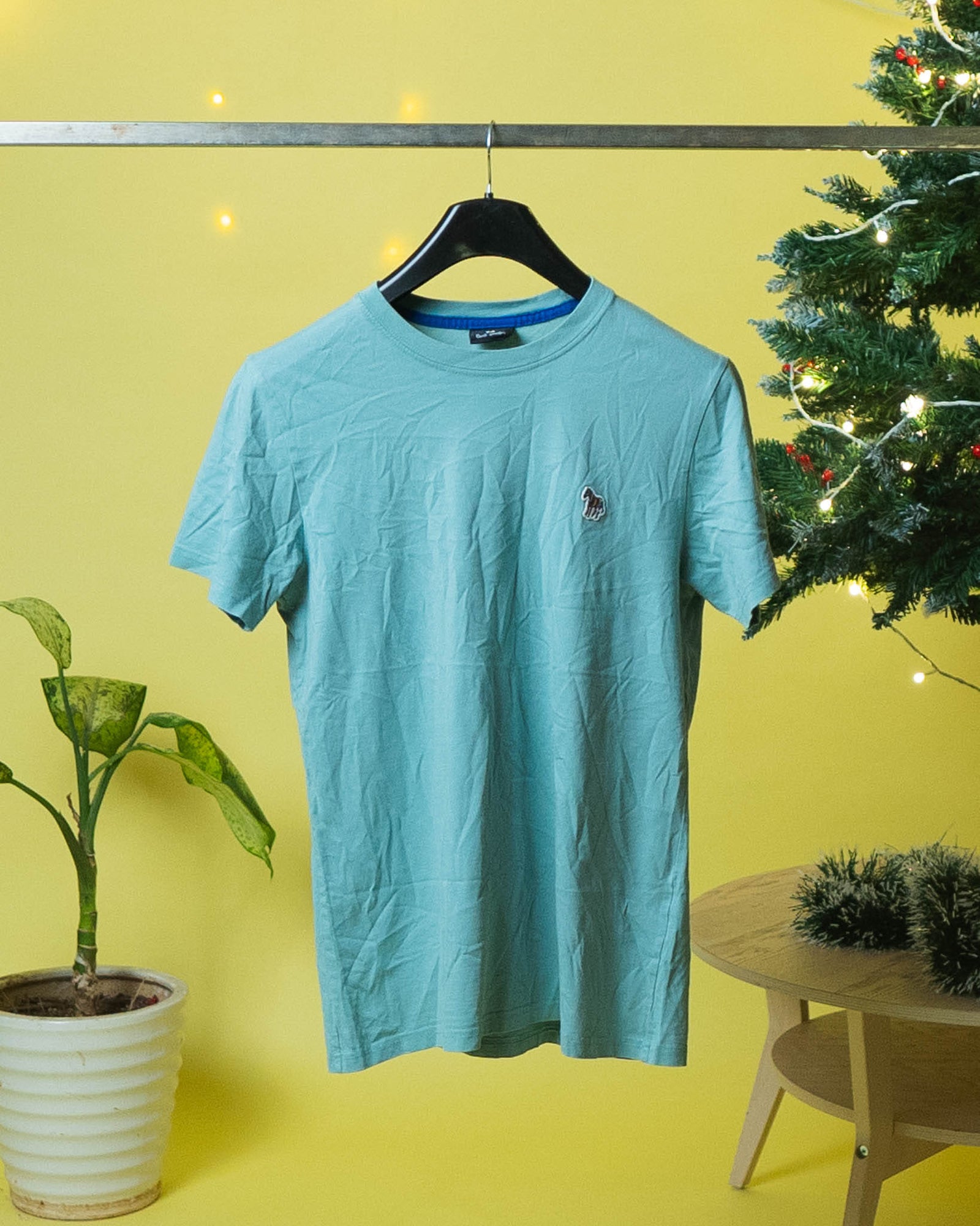 Paul Smith Pale Teal Zebra Logo Cotton Women's T-Shirt (M)