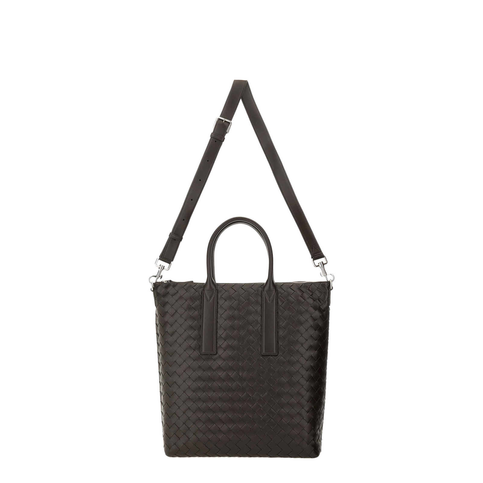 Intrecciato Leather Tote Bags - Black