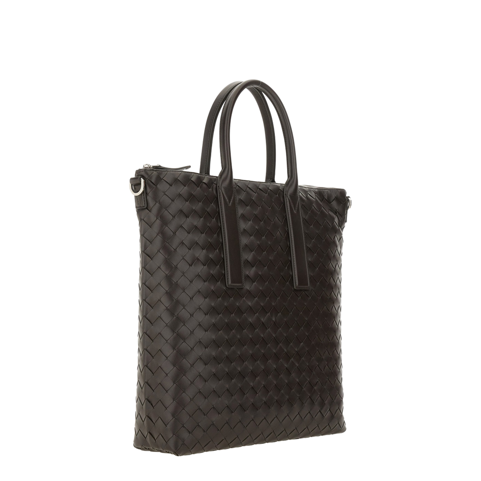 Intrecciato Leather Tote Bags - Black