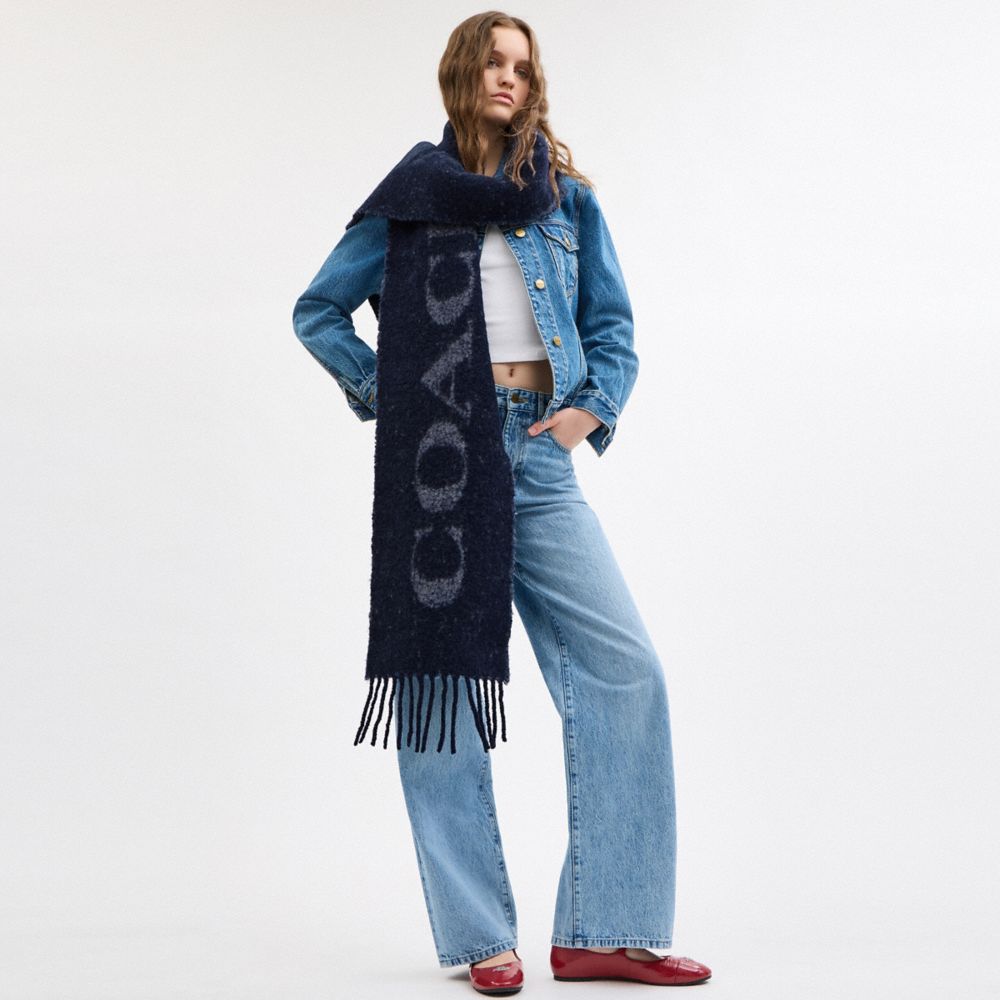 Coach Oversized Muffler Midnight Navy