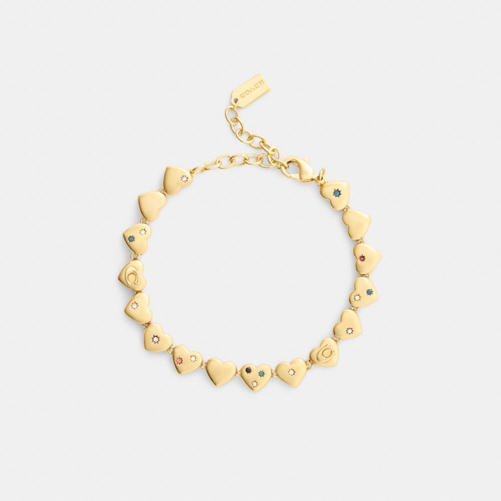 Coach Heart Linear Bracelet Gold Multi