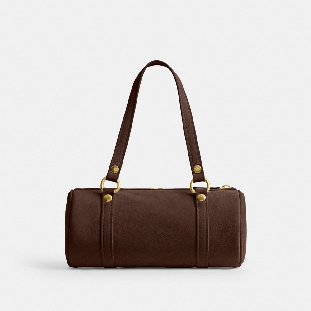 Coach Kisslock Barrel Bag Brass Dark Chocolate