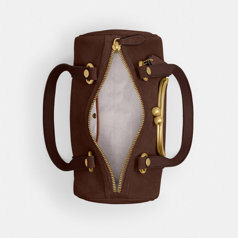 Coach Kisslock Barrel Bag Brass Dark Chocolate
