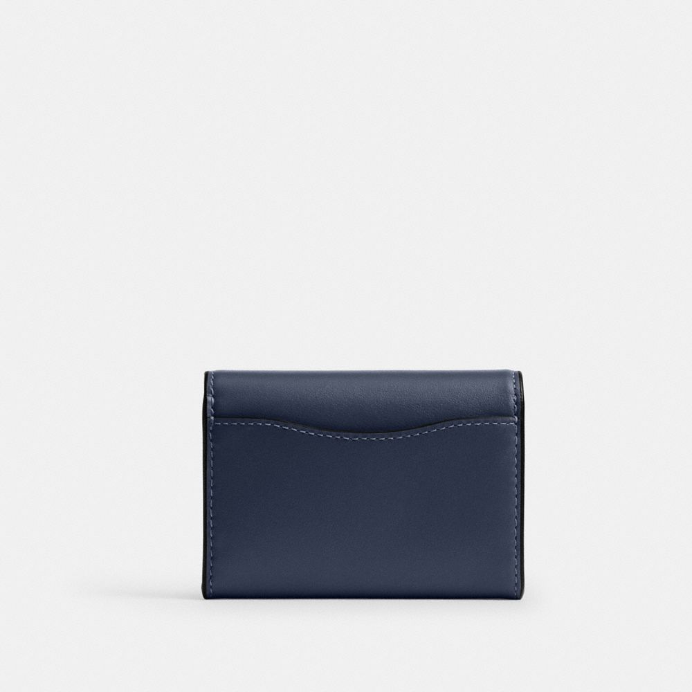 Coach Essential Flap Card Case Brass Navy