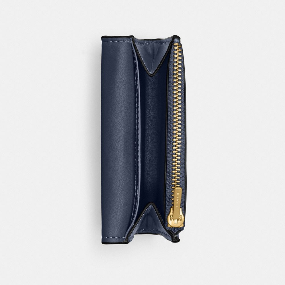 Coach Essential Flap Card Case Brass Navy