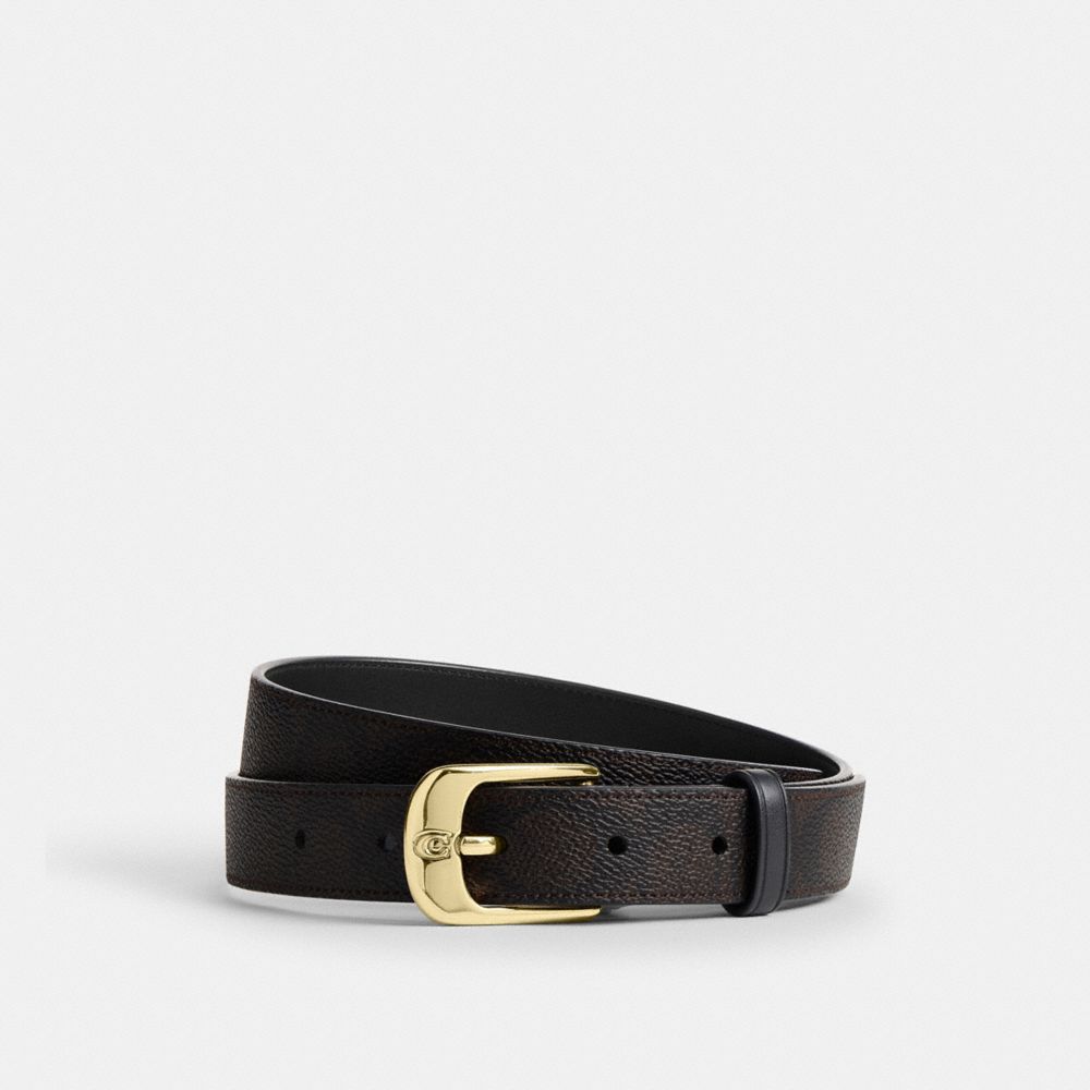 Coach C Harness Buckle Belt, 25 Mm Gold Walnut Black